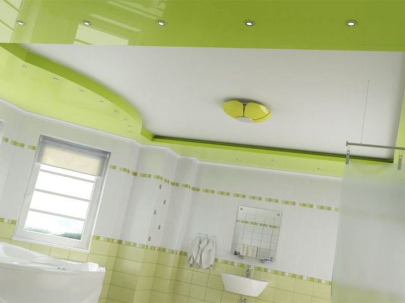 Пример использования натяжного потолка в ванной комнате