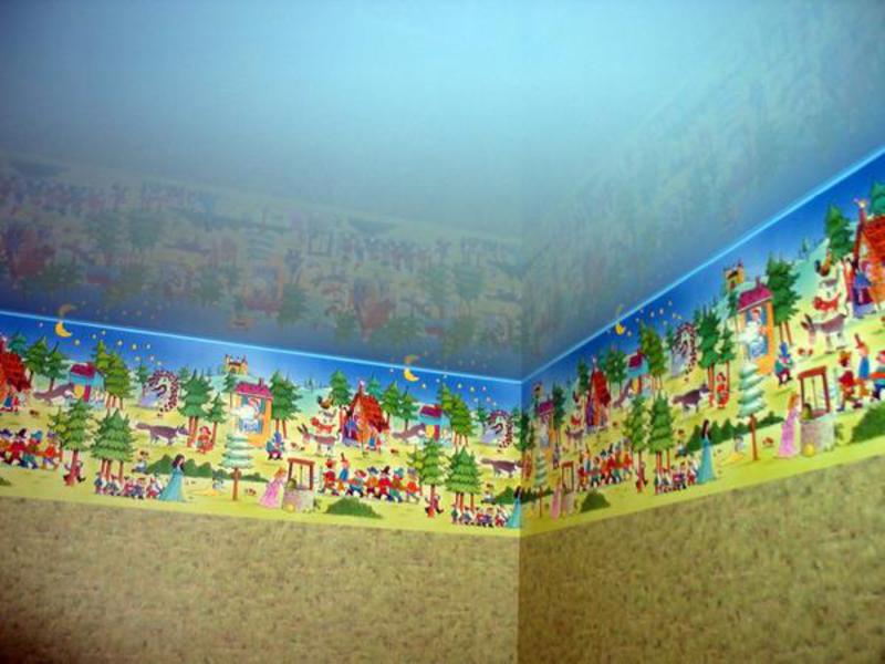 Дизайн оформления потолка в детской