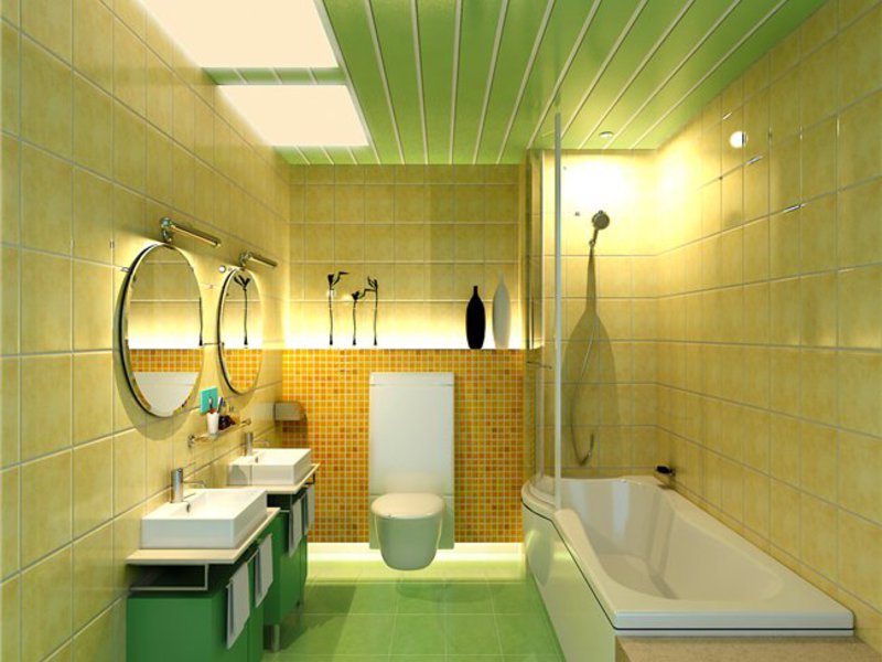 Потолок из зеленых панелей